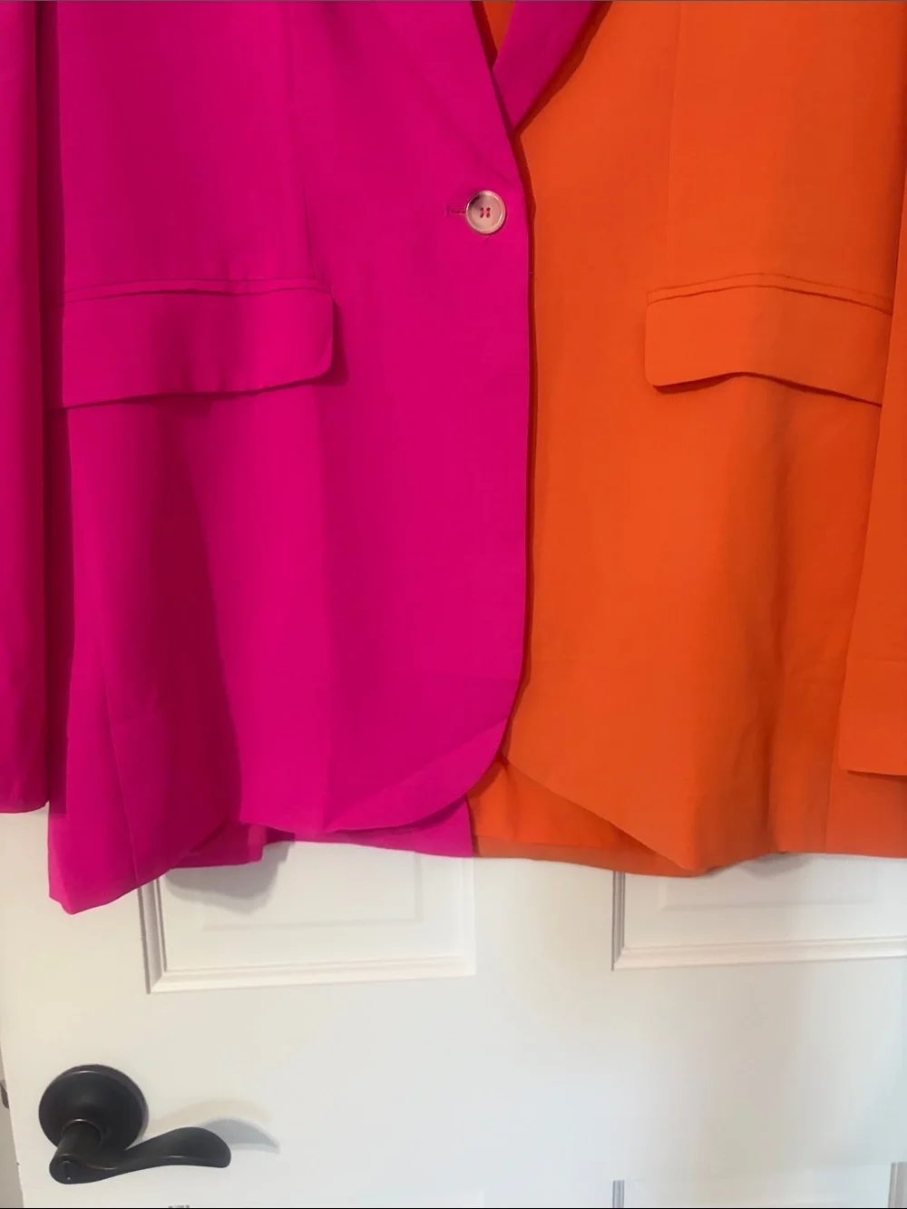 GeeGee Colorblock Pink and Orange Two-Piece Blazer & Pants Set
